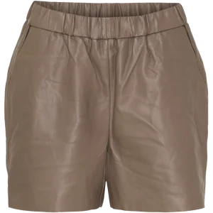 142000 | NOTYZ - Leather Shorts GRÅBRUN