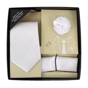 Slips + Hankie & Reversblomst Sæt - Hvidt